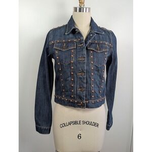 Y2K Polo Jeans Co Ralph Lauren Studded Denim Jacket Small Trucker Steampunk NWOT